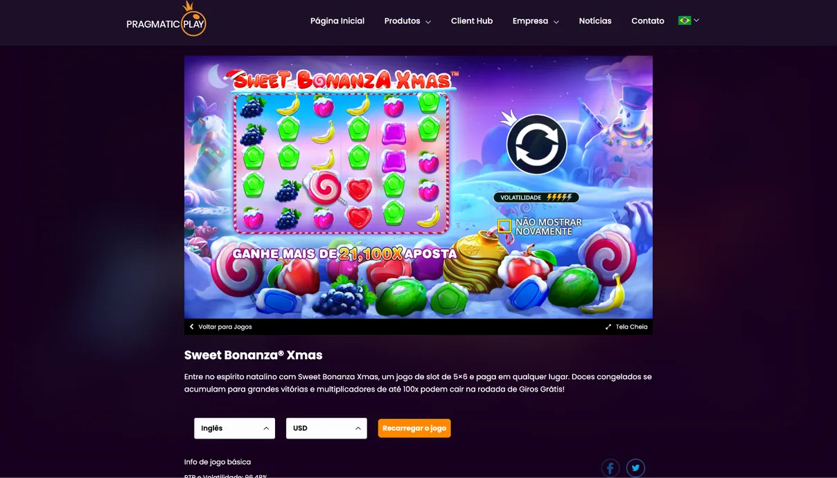 Vers&atilde;o demo do Sweet Bonanza Xmas
